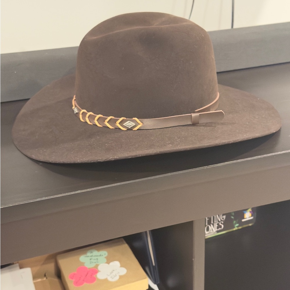 Brown Suede Hat with Decorative Band